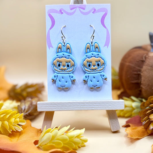 Latte Creature Dangle Earrings: Hypoallergenic Brass, Polymer Clay, Toy Inspired