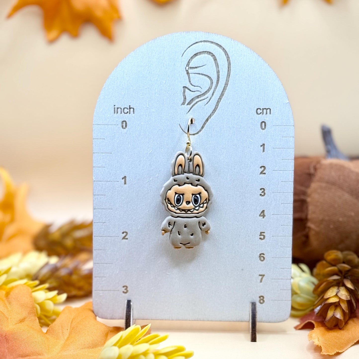 Chocolate Creature Dangle Earrings: Hypoallergenic Brass, Polymer Clay, Toy Inspired