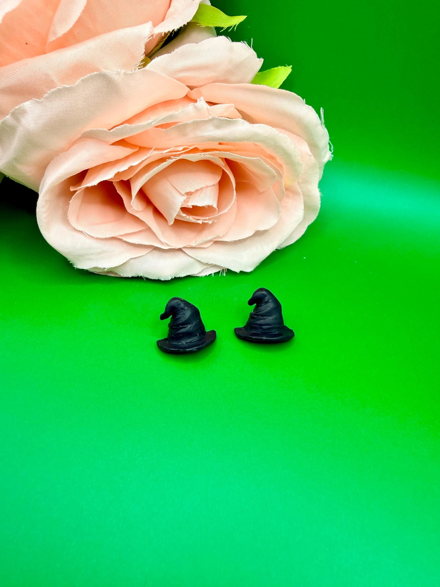 Witch Hat Stud Earrings, Polymer Clay, Hypoallergenic