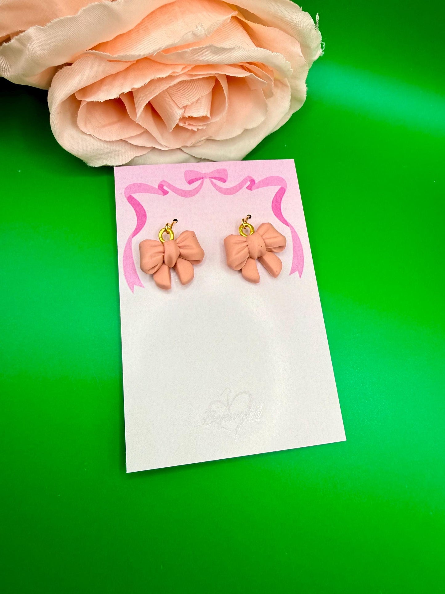 Pink Bow Dangle Earrings