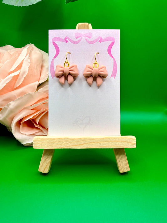 Pink Bow Dangle Earrings