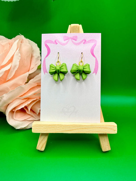 Green Bow Dangle Earrings