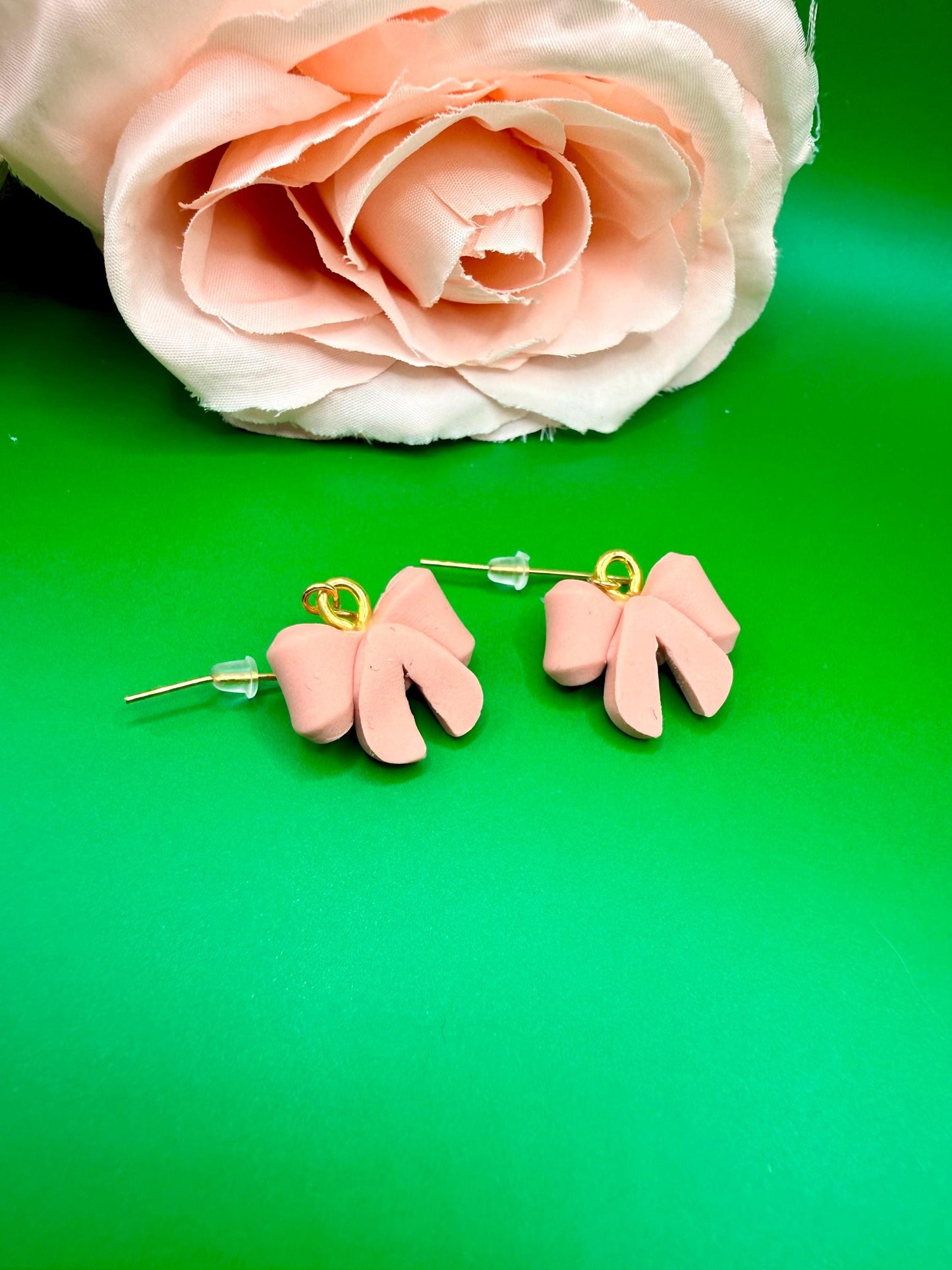Pink Bow Dangle Earrings