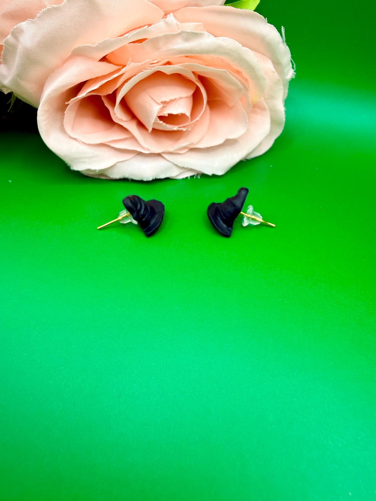 Witch Hat Stud Earrings, Polymer Clay, Hypoallergenic