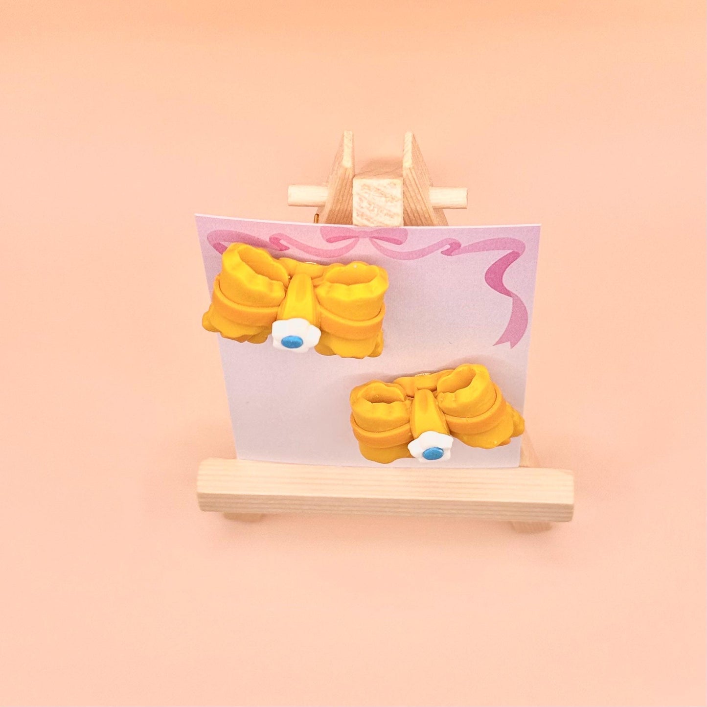 Video Game Princess Yellow Bows Studs