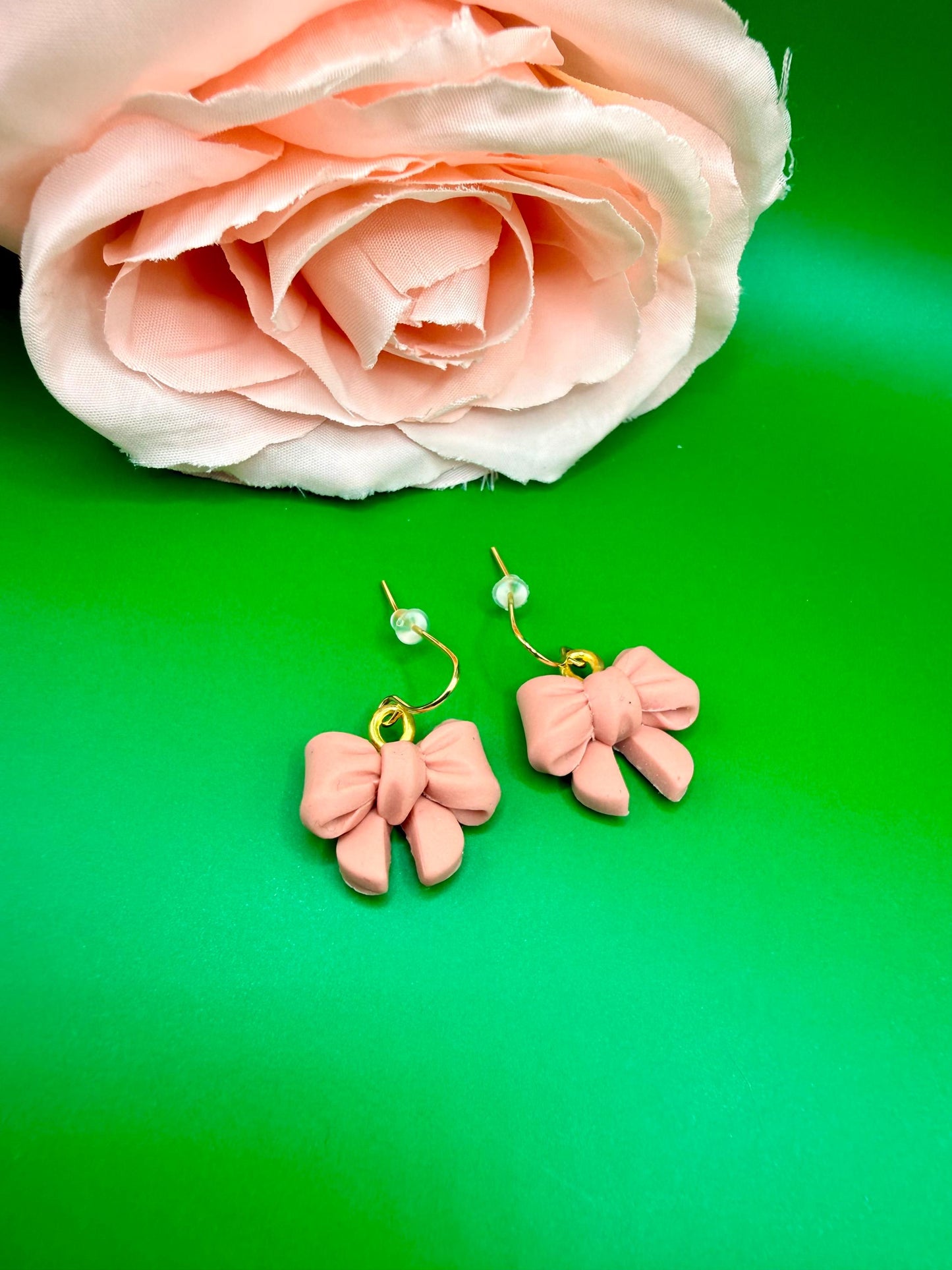 Pink Bow Dangle Earrings