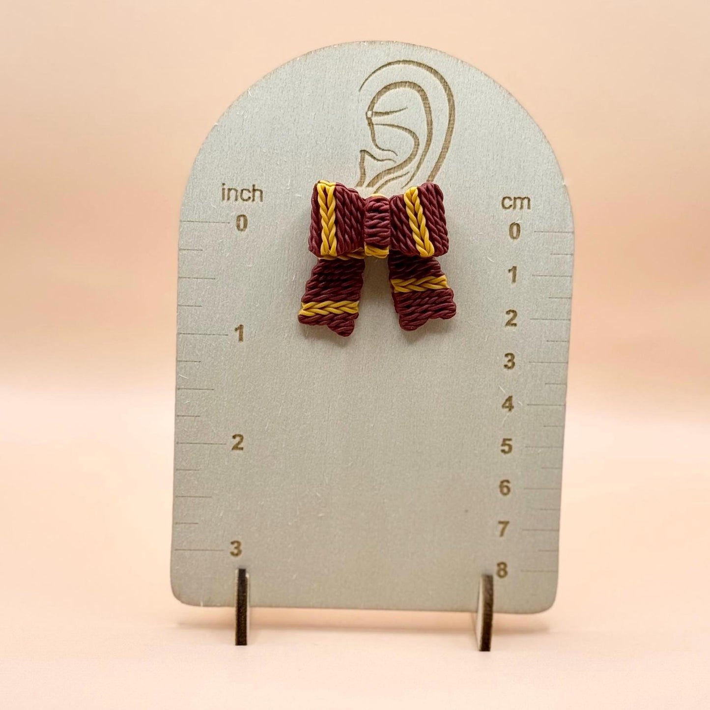 Wizarding House Bow Stud Earrings: Hypoallergenic Stainless Steel, Handmade Polymer Clay, Wizard Movie Fan