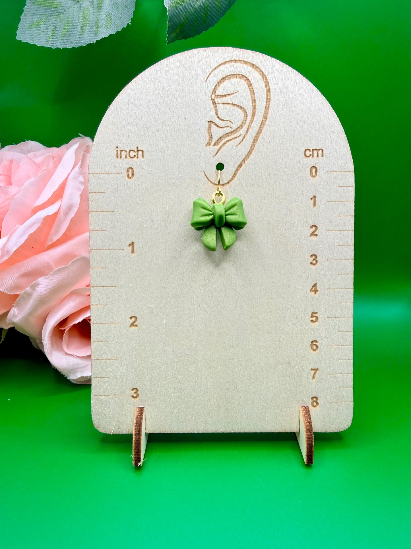 Mismatched Pink and Green Bow Earrings