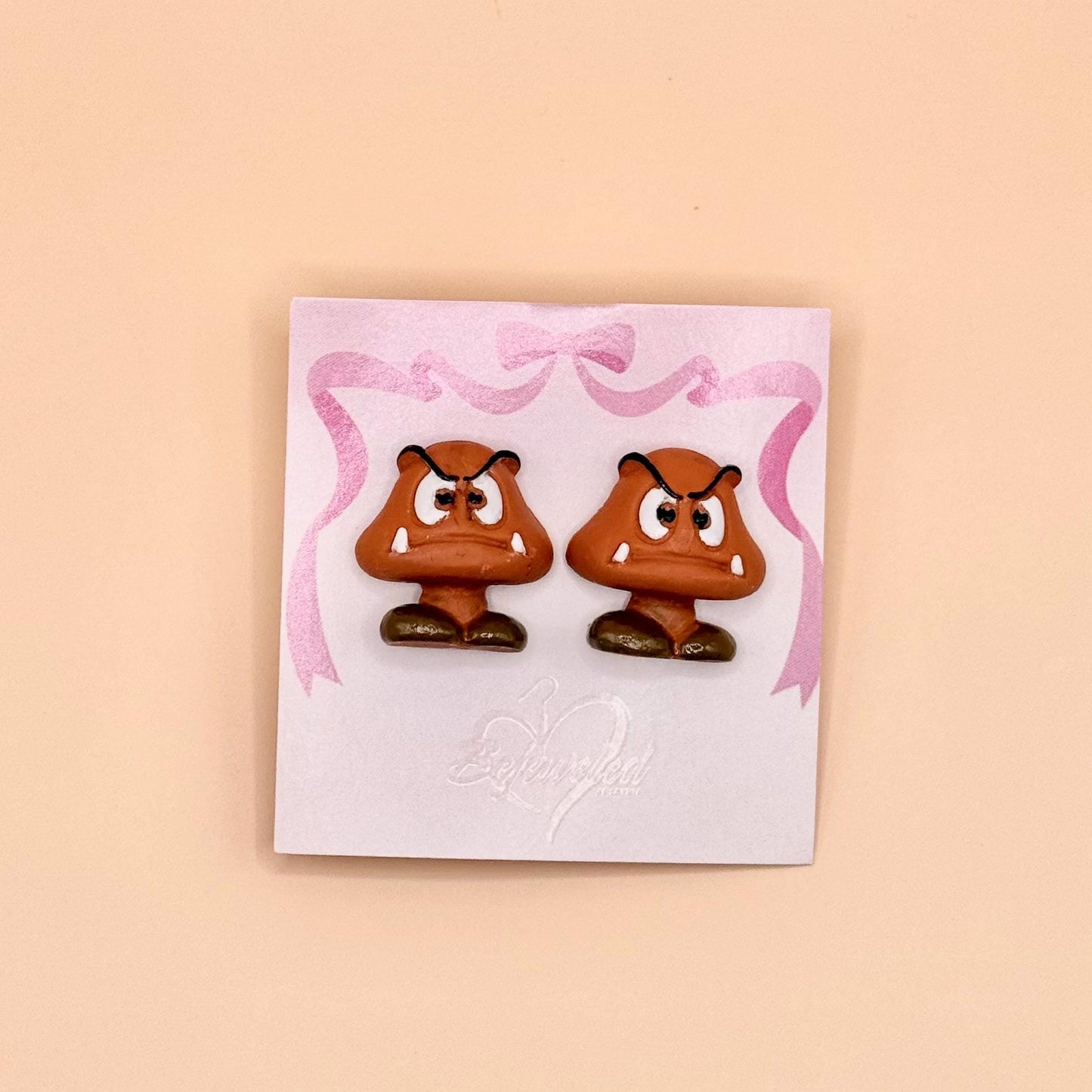 Video Game Mushroom Stud Earrings: Hypoallergenic Stainless Steel, Gamer Girl Polymer Clay Earrings