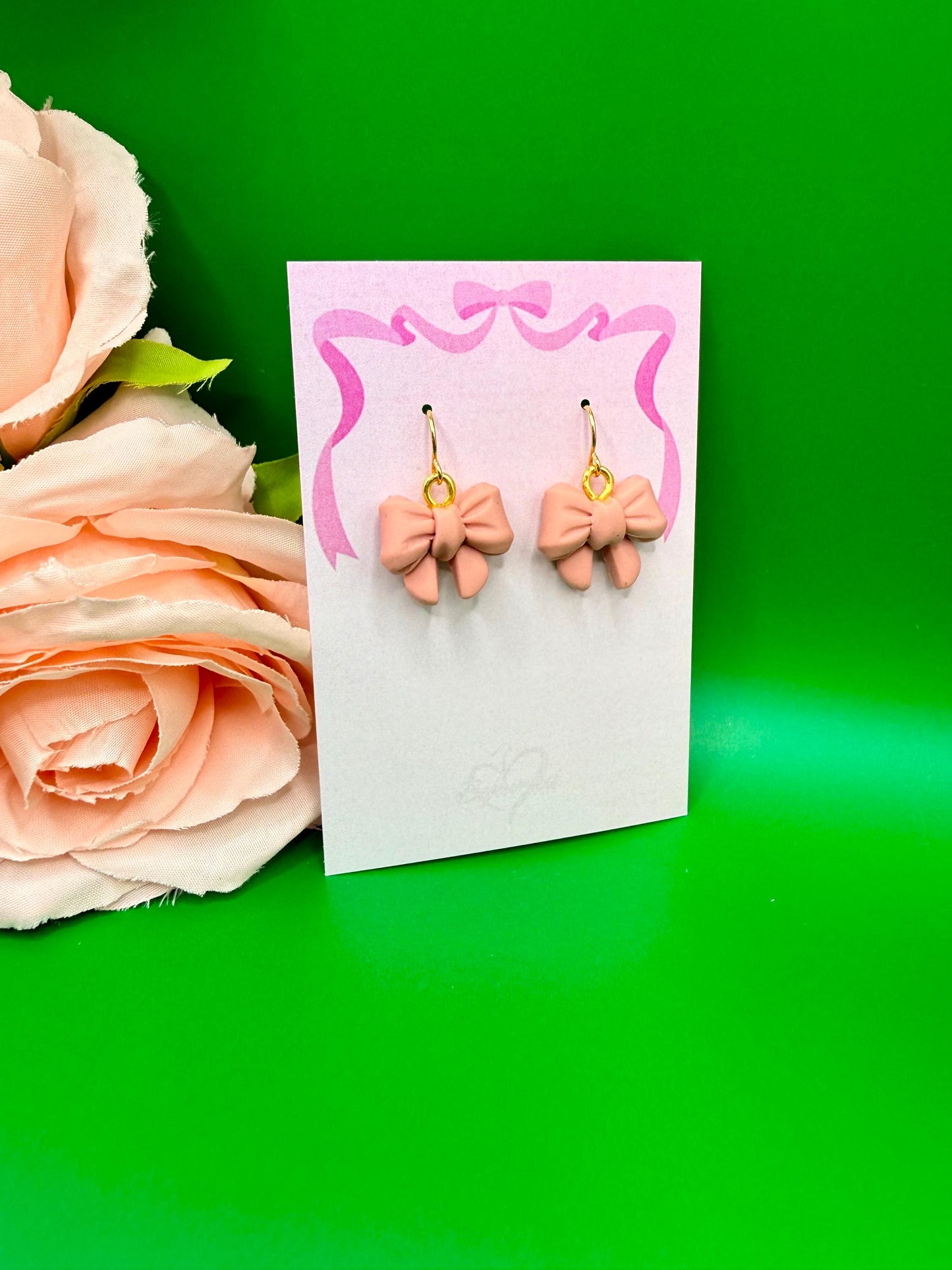 Pink Bow Dangle Earrings