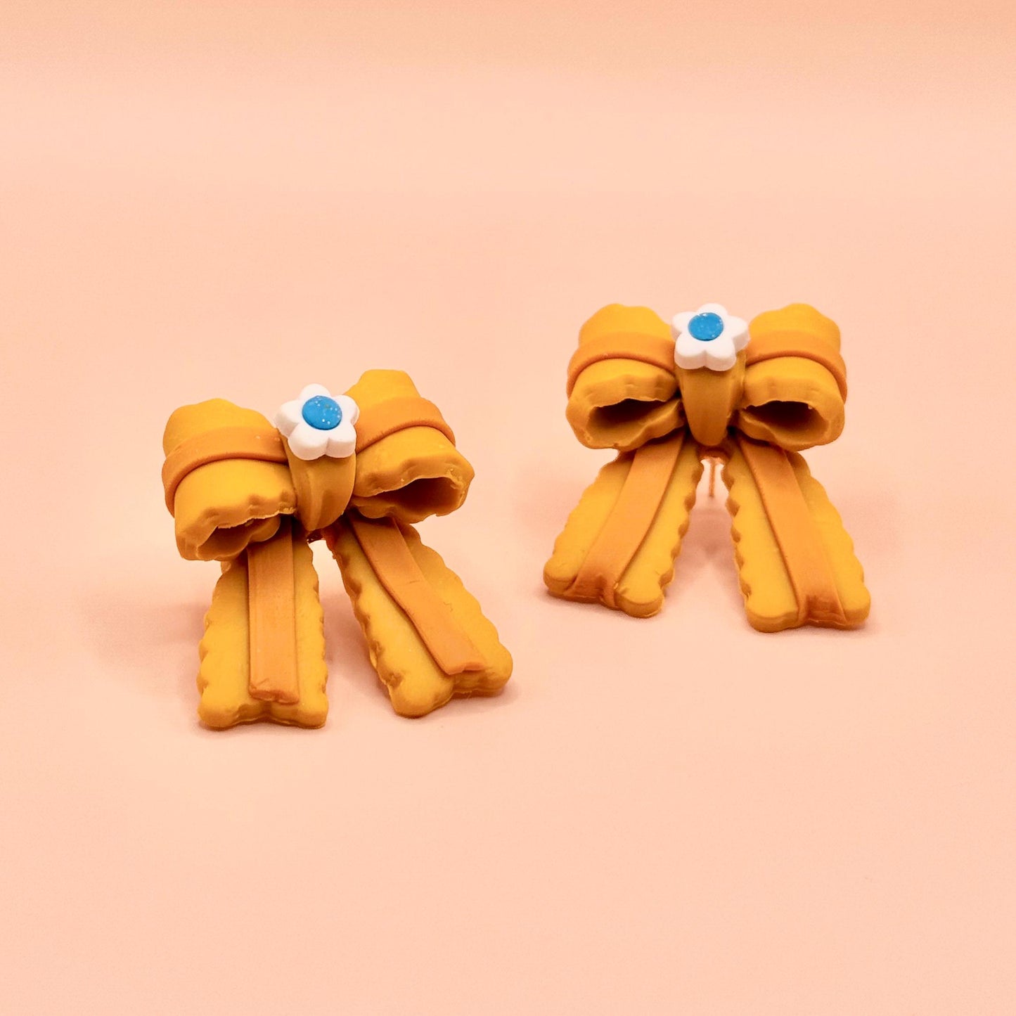Video Game Princess Yellow Bows Studs