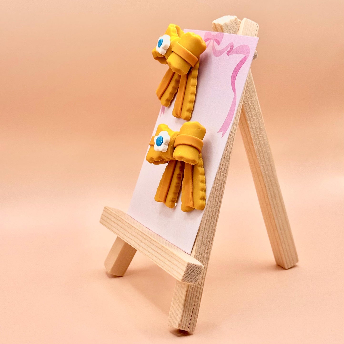 Video Game Princess Yellow Bows Studs