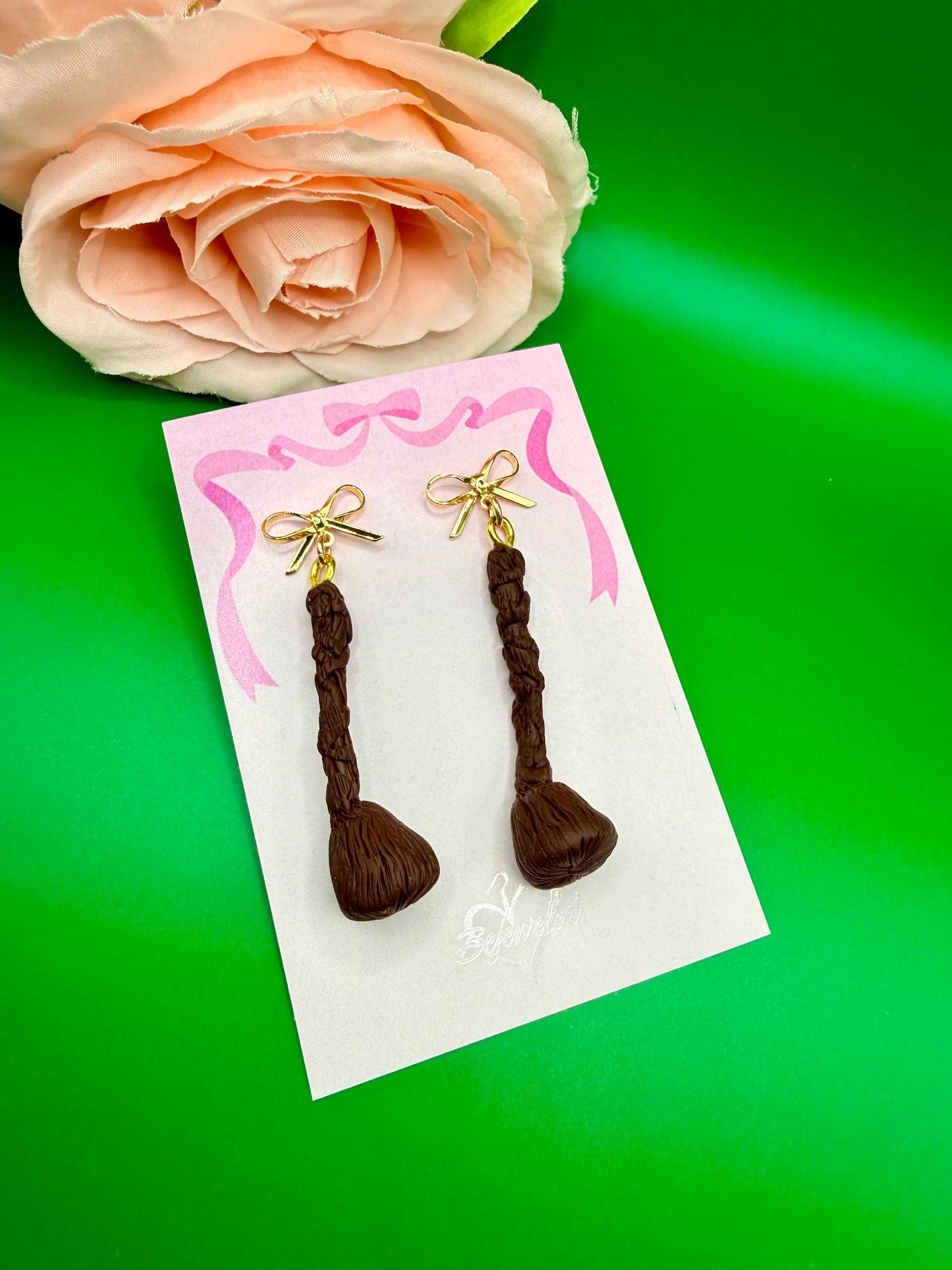 Witch Broom Dangle Earrings