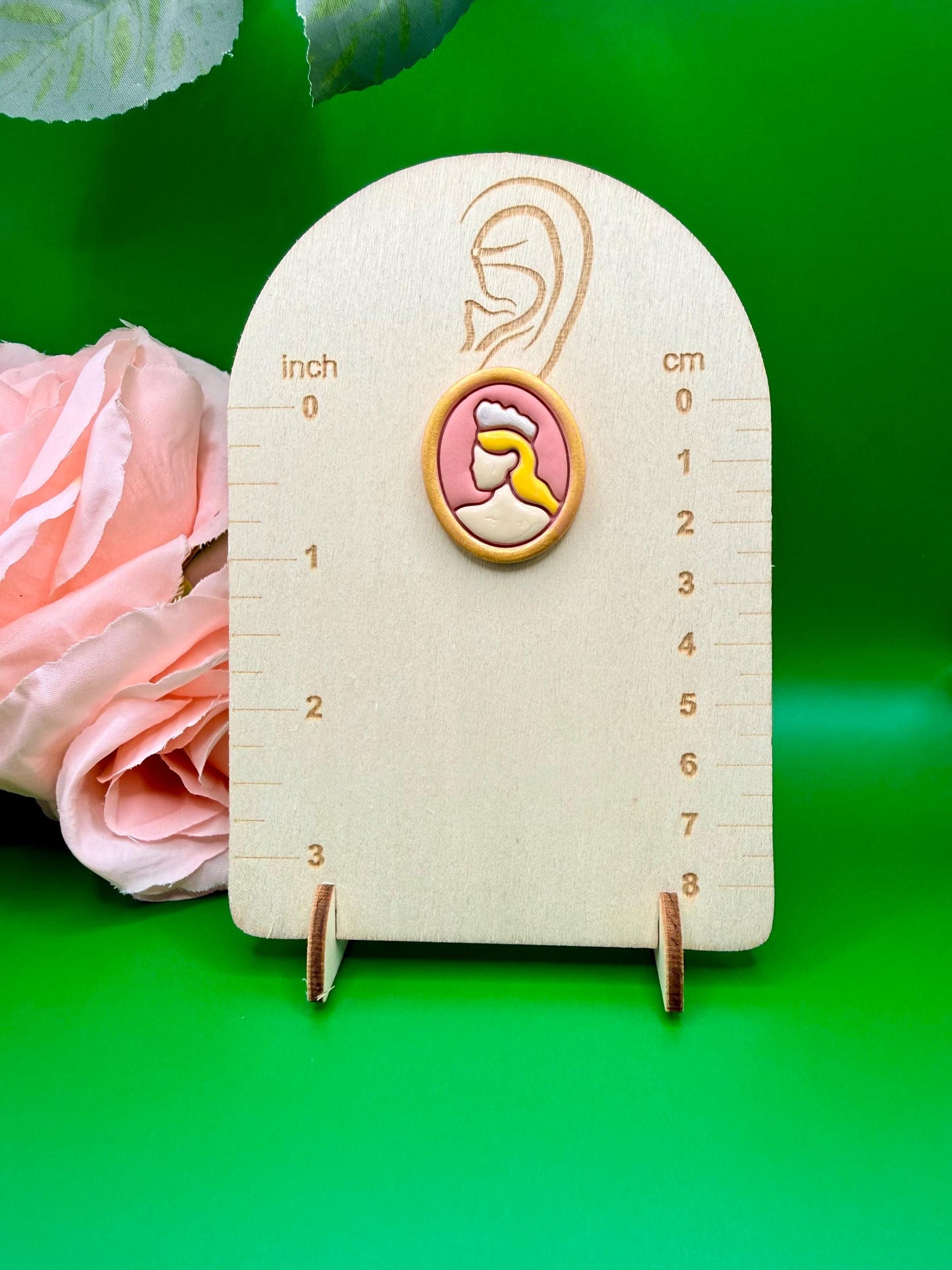 Pink Witch Polymer Clay Stud Earrings, Hypoallergenic