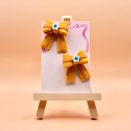 Video Game Princess Yellow Bows Studs