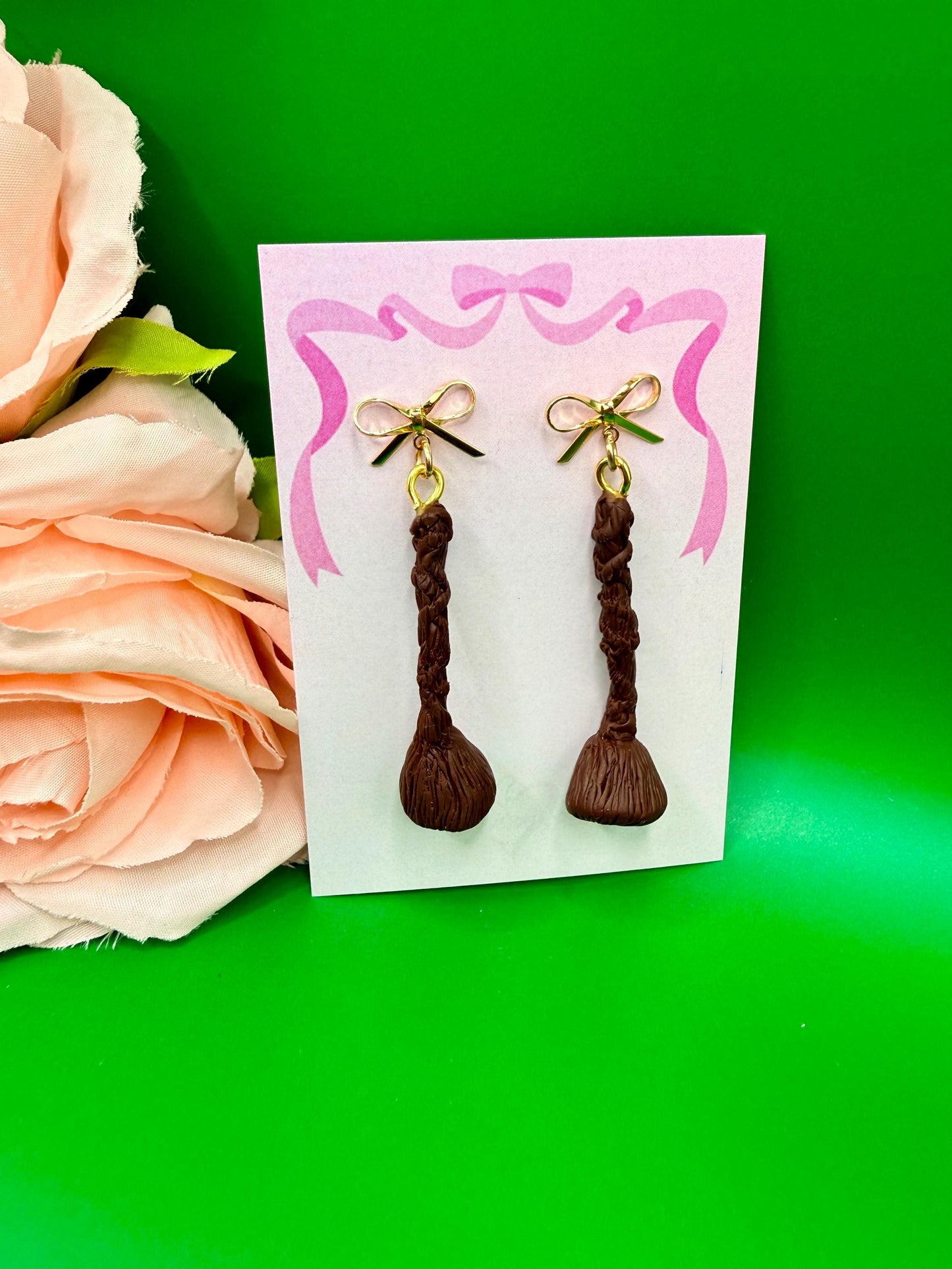 Witch Broom Dangle Earrings