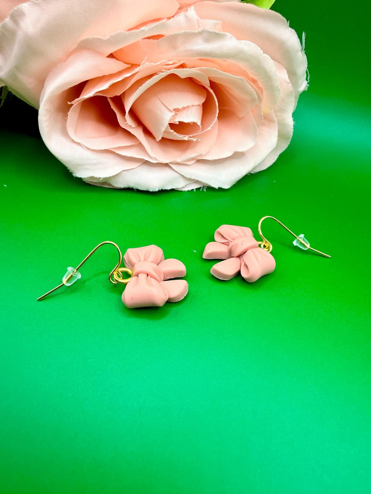 Pink Bow Dangle Earrings
