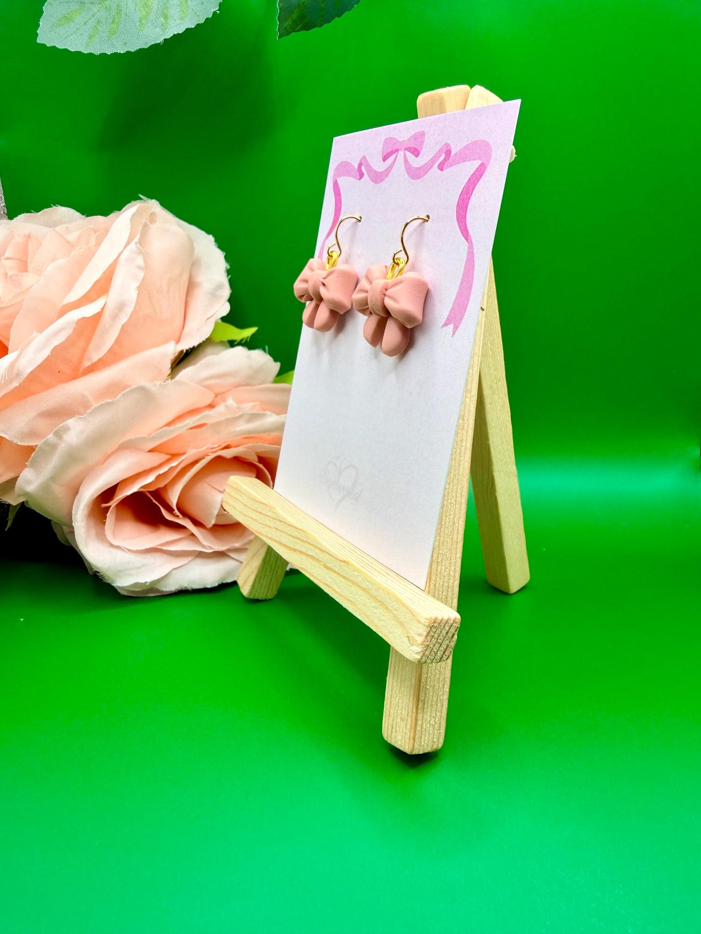 Pink Bow Dangle Earrings
