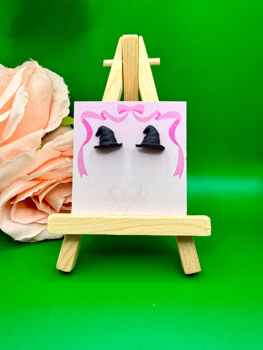Witch Hat Stud Earrings, Polymer Clay, Hypoallergenic