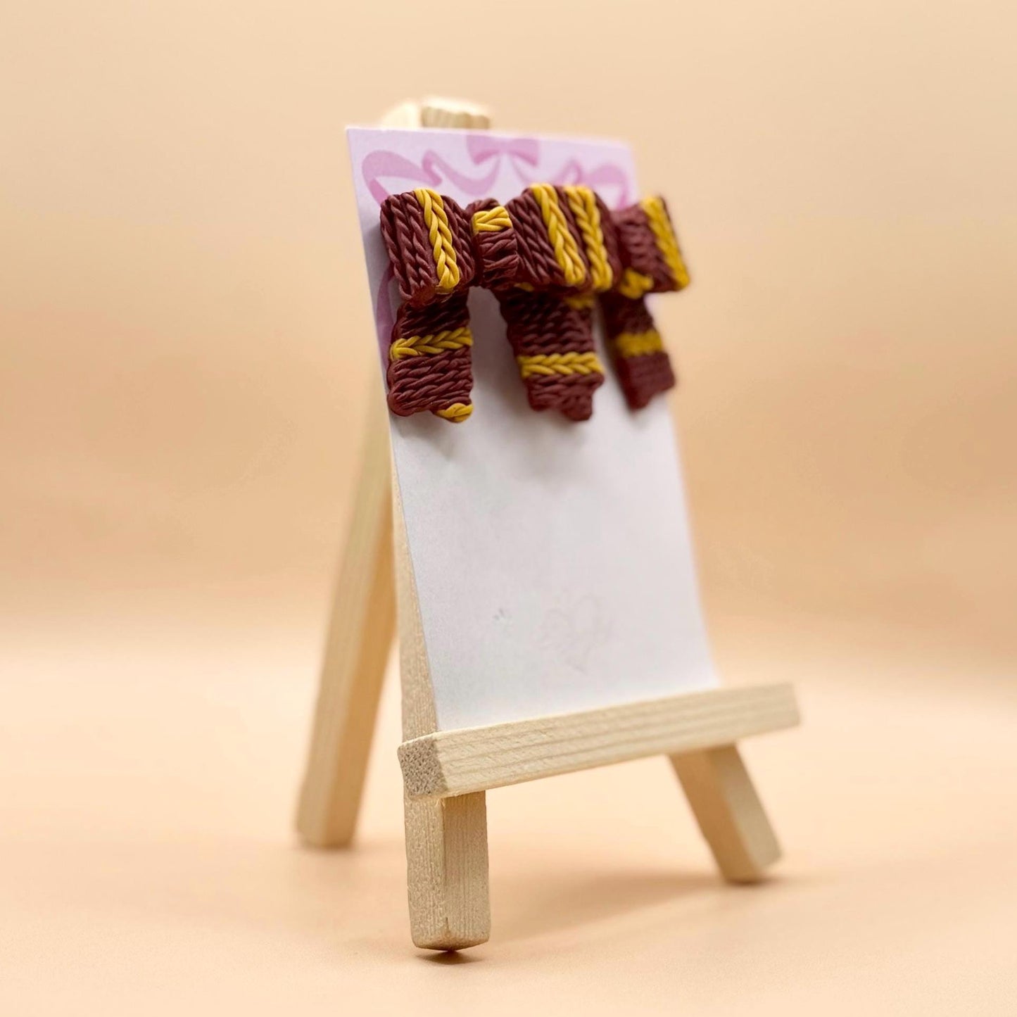 Wizarding House Bow Stud Earrings: Hypoallergenic Stainless Steel, Handmade Polymer Clay, Wizard Movie Fan