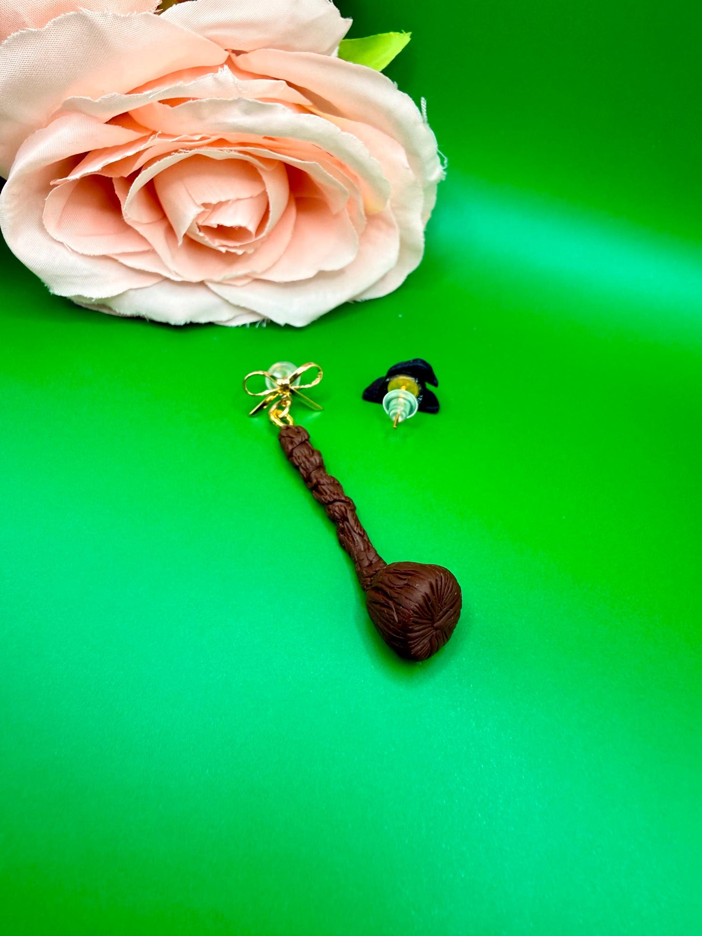 Mismatched Witch Hat and Broom Dangle Earrings